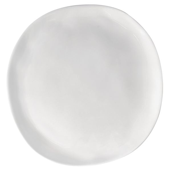 White Asymmetrical Dinner Plate, 11"
