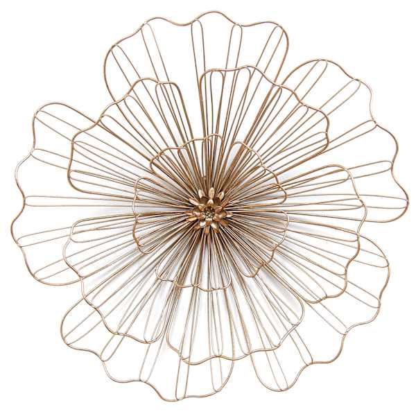 Gold Wire Flower Wall Art, 20"