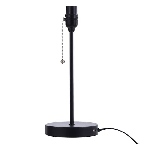 Black Metal Task Lamp Base with USB Port, 14"