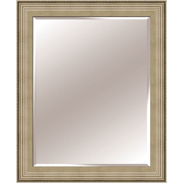 Beaded Champagne & Silver Wood Framed Rectangle Wall Mirror, 28x34