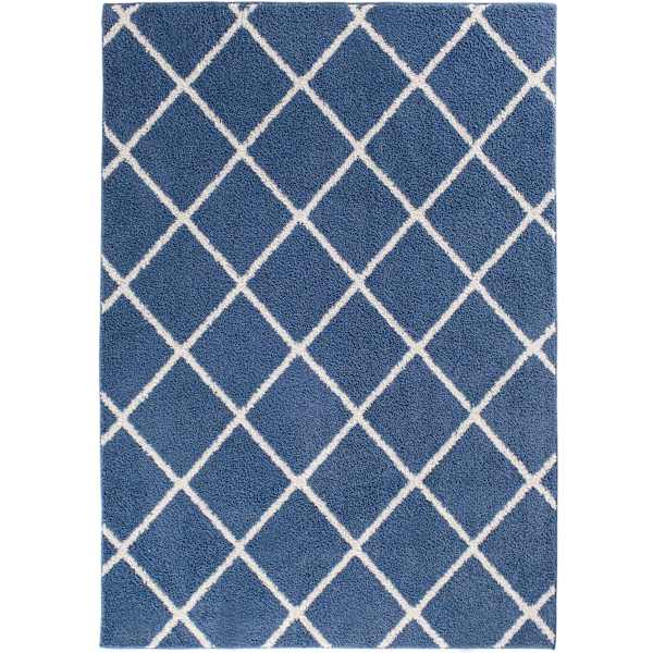 (D429) Brampton Blue Tufted Runner With Non-Slip Back, 2x5
