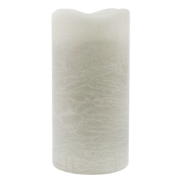 Grey Wax LED Pillar Candle with 6 Hour Timer, 4x8