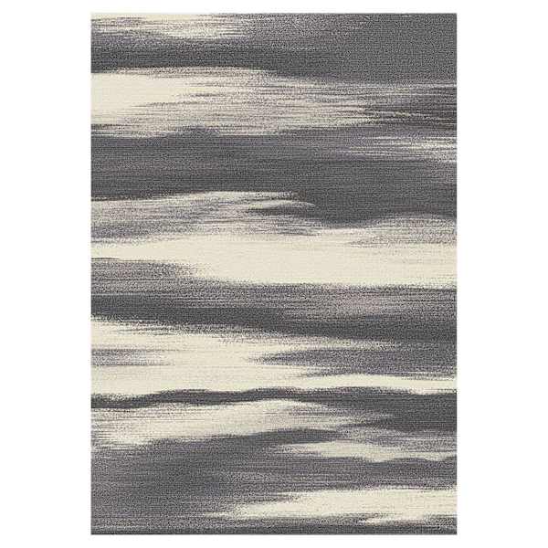 (D340) Gloucester Grey & Ivory Windswept Area Rug, 5x7