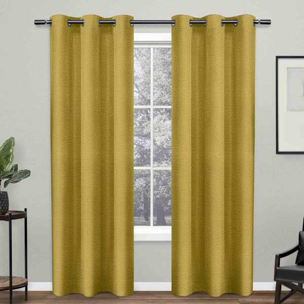 Curry Basket Weave Light Filtering Grommet Curtain Panel, 84"