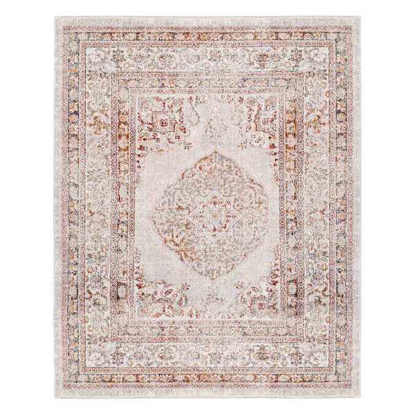 (B657) Blue & Ivory Faded Traditional Medallion Design Accent Rug, 3x5