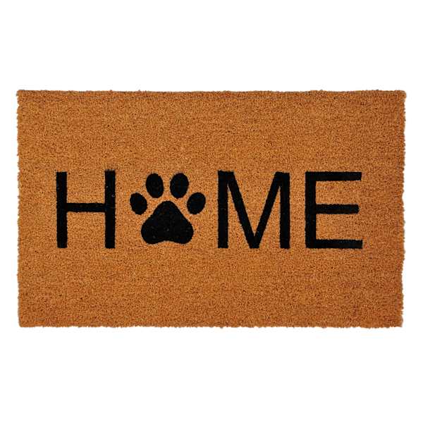 Natural & Black Home Paw Print Coir Mat, 18x30