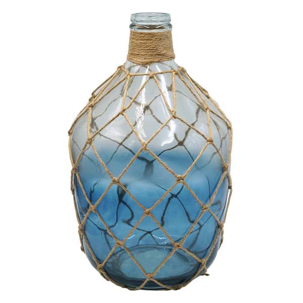 Blue Ombre Glass Bottle Vase, 15"