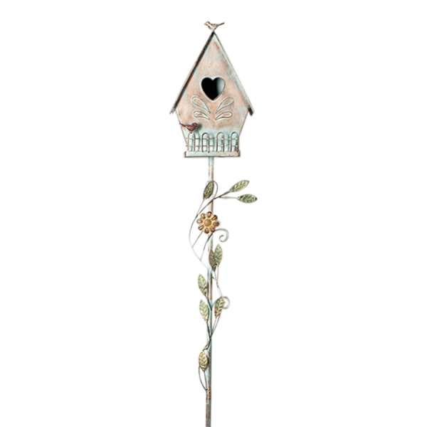 Copper & Green Metal Birdhouse Yard Stake, 57"