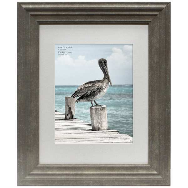 Miranda 16x20 Matted to 11x14 Poster Wall Frame, Grey