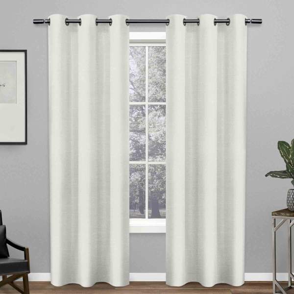 Lennon White Woven Blackout Grommet Curtain Panel, 96"
