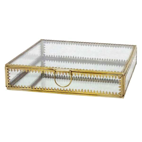Heirloom Gold Rim Decorative Glass Box, 8"