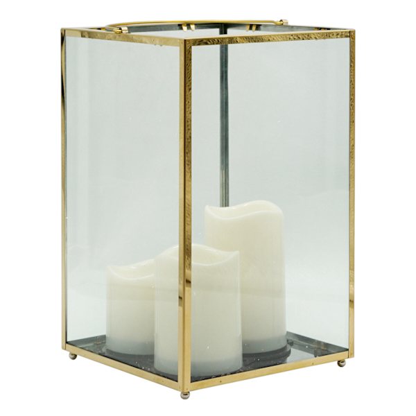 Gold LED Candle Lantern, 12"