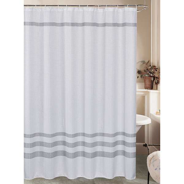 Gray Waffle Striped Shower Curtain, 72"