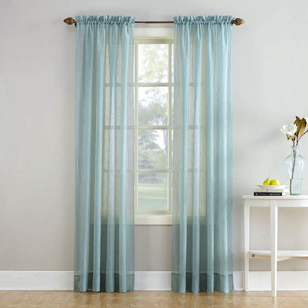 Erica Mineral Crushed Rod Pocket Sheer Voile Curtain Panel, 84"