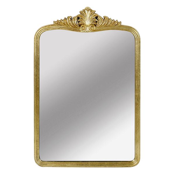 Providence Gold Faux Wood Ornate Top Wall Mirror, 25x37