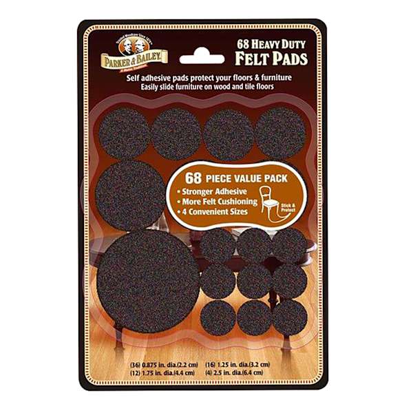 68-Pack Assorted Felt Furniture Pads, Brown