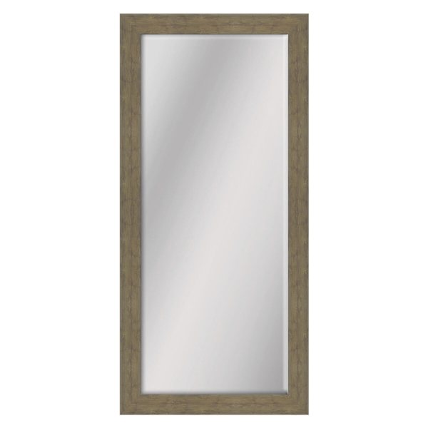 Oak Beveled Brown Leaner Mirror, 29.4x63.4