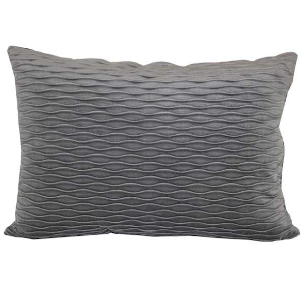 Grey Ripple Textured Plush Throw Pillow, 14x20
