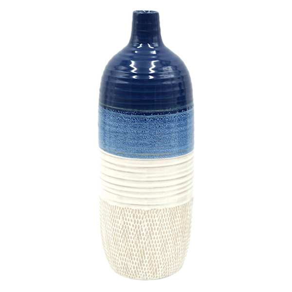 Tracey Boyd White & Blue Ceramic Vase, 12"