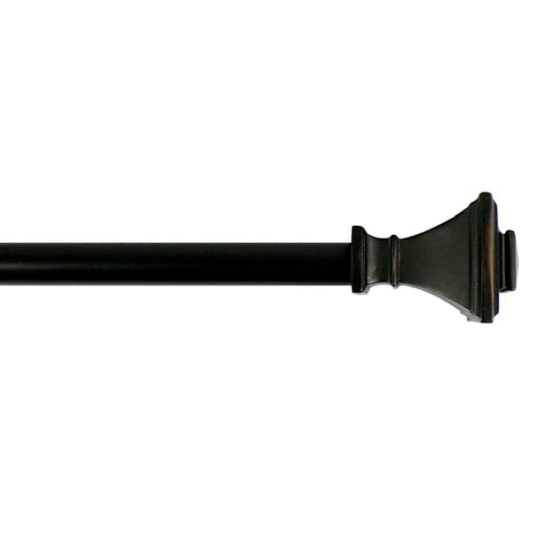 1/2" Black Finish Square Adjustable Curtain Rod, 18-36"