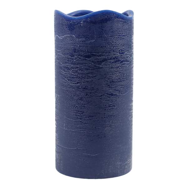 Honeybloom Dark Blue Wax LED Pillar Candle with 6 Hour Timer, 4x8