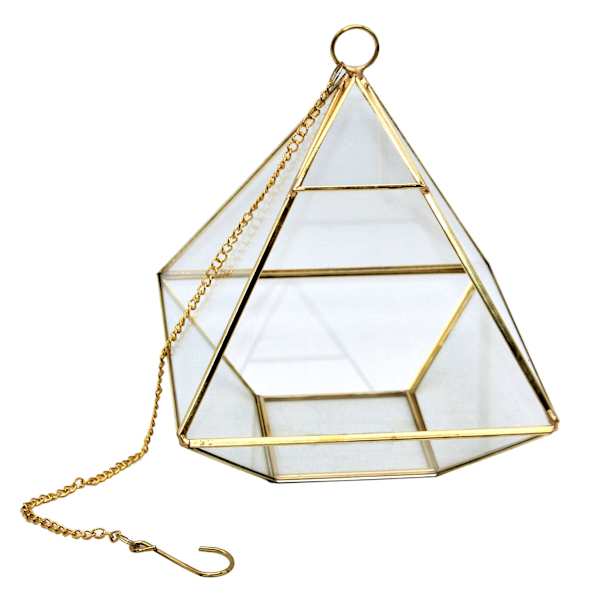 Gold Glass Geo Terrarium, 7.6"