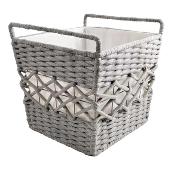 Grey Tapered Rope Laundry Basket, Small