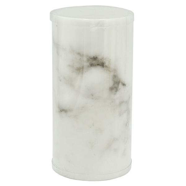Crosby St. White Marbled Wax LED Pillar Candle with 6 Hour Timer, 4x8