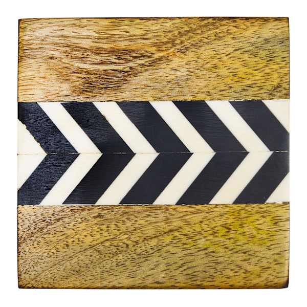 Set of 4 Black & White Arrow Wooden Coasters