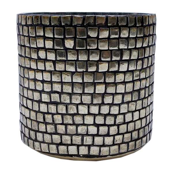Gold Mosaic Glass Hurricane Candle Holder, 4"