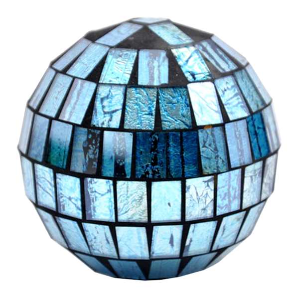 Blue Mosaic Glass Sphere, 3.5"
