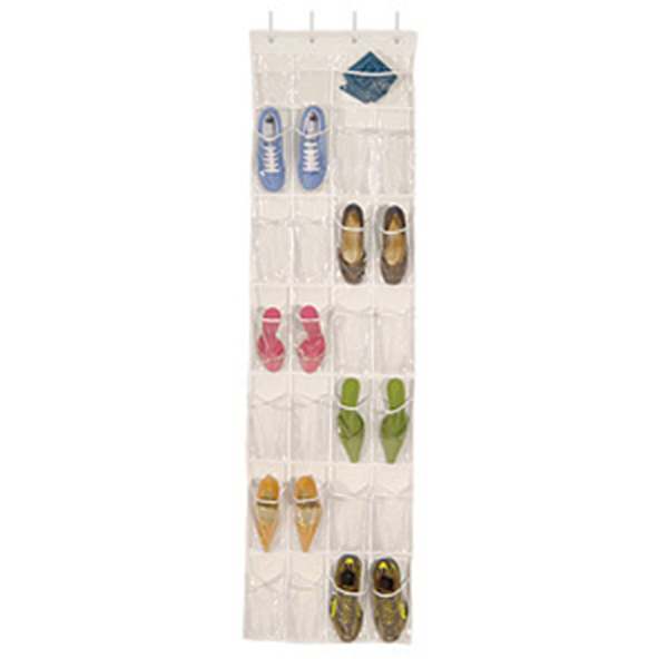 Over The Door Vinyl Shoe Storage Organizer, Clear