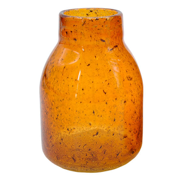 Amber Glass Round Vase, 7"