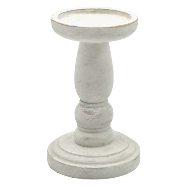 Honeybloom White Painted Distressed Candle Holder, 7"