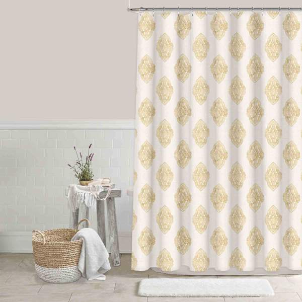 Metallic Gold Foil Castle Shower Curtain, 72"