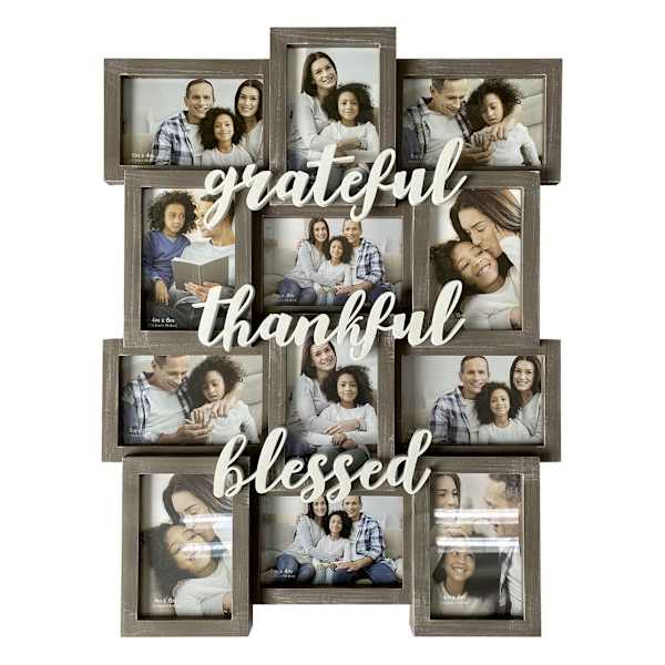 12-Opening Thankful, Grateful, Blessed Grey Collage Picture Frame, 18x23