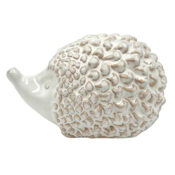 White Ceramic Hedgehog Decor, 6"
