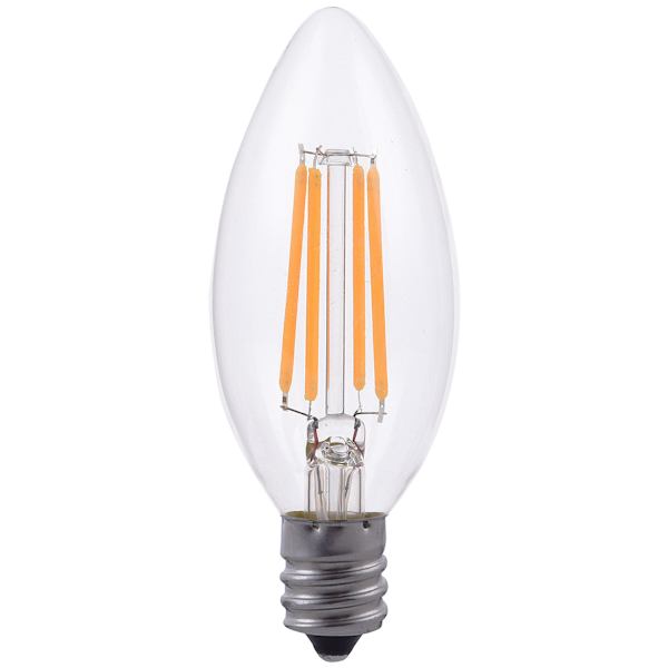 2-Pack Filament Candle Bulb 4W 120V 2700K Clear Dimmer 320Lm E12