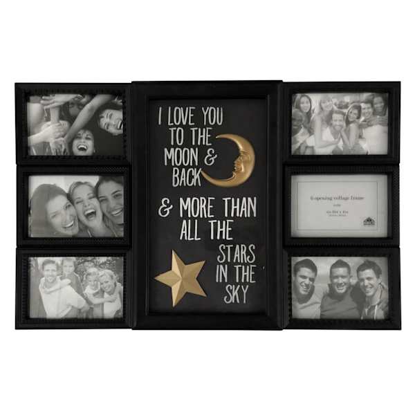 6-Opening Black I Love You to The Moon & Back Collage Picture Frame, 22x14
