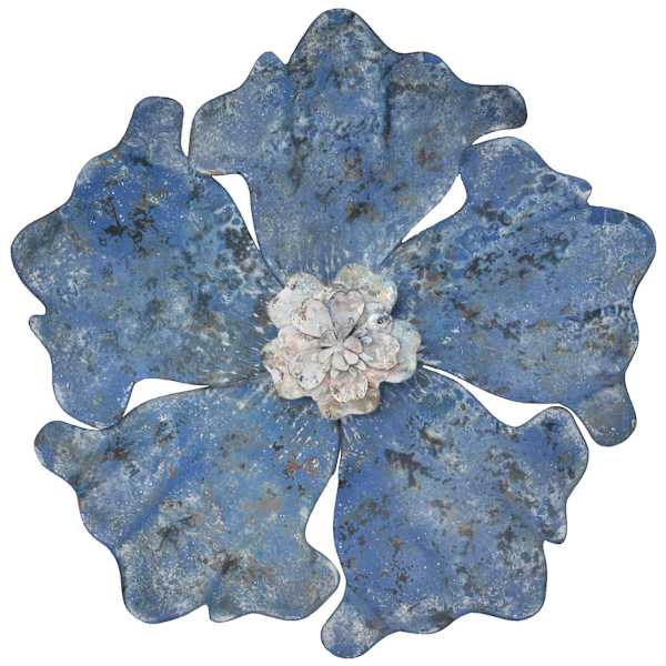 Blue Metal Flower Wall Art, 13"