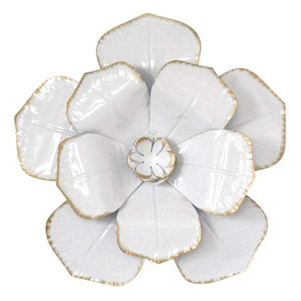 White Metal Flower Wall Art, 6"