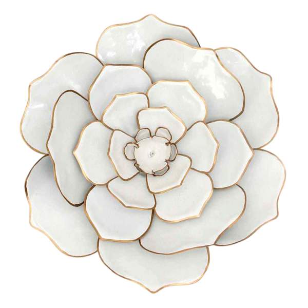 White Metal Flower Wall Art, 17"