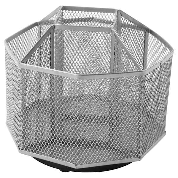 Silver Metal Mesh Spin Pencil Organizer