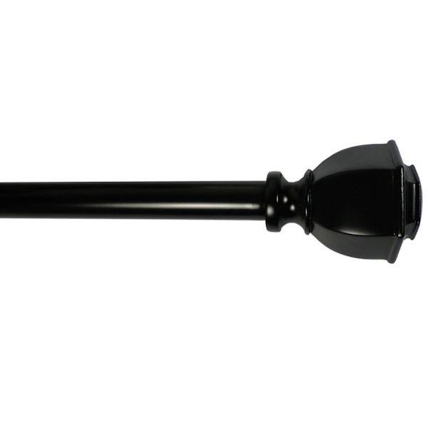 Aria 5/8" Black Finish Urn Style Adjustable Curtain Rod, 28-48"