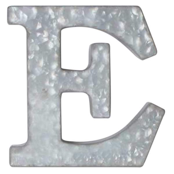 12" Galvanized Metal Monogram Wall Art, E