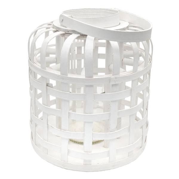 White Wood Cutout Lantern, 12"