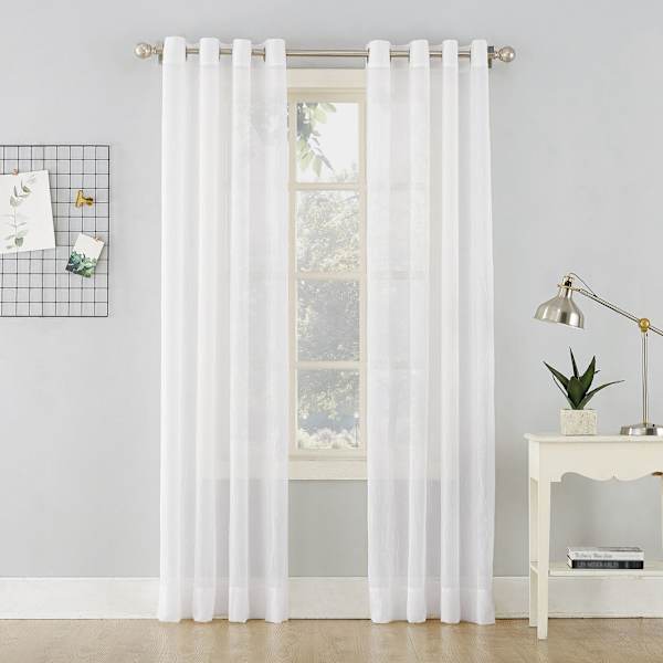 Erica White Crushed Sheer Voile Grommet Curtain Panel, 63"