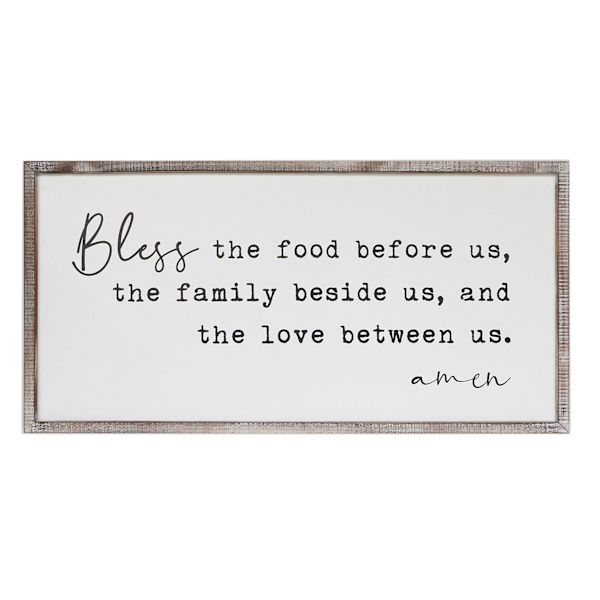 Honeybloom White Wood Framed Bless Script Wall Sign, 18x36