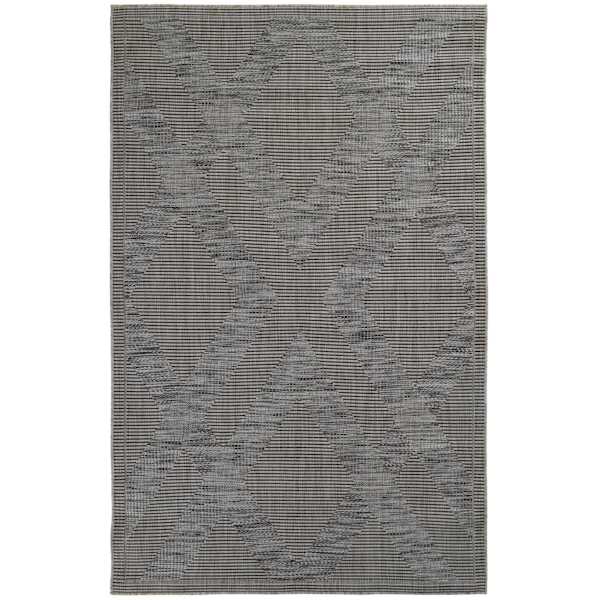 (E219) Grey Diamond Design Indoor & Outdoor Area Rug, 7x10