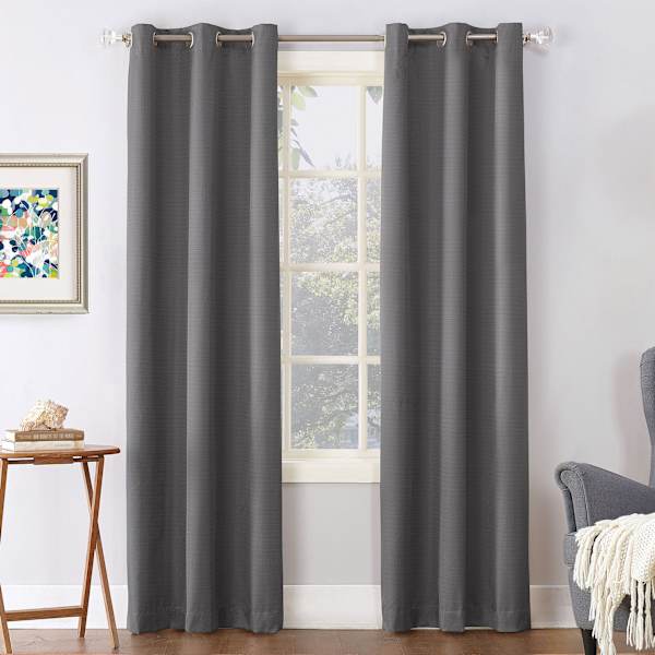 Charcoal Grey Thermal Room Darkening Grommet Curtain Panel, 84"
